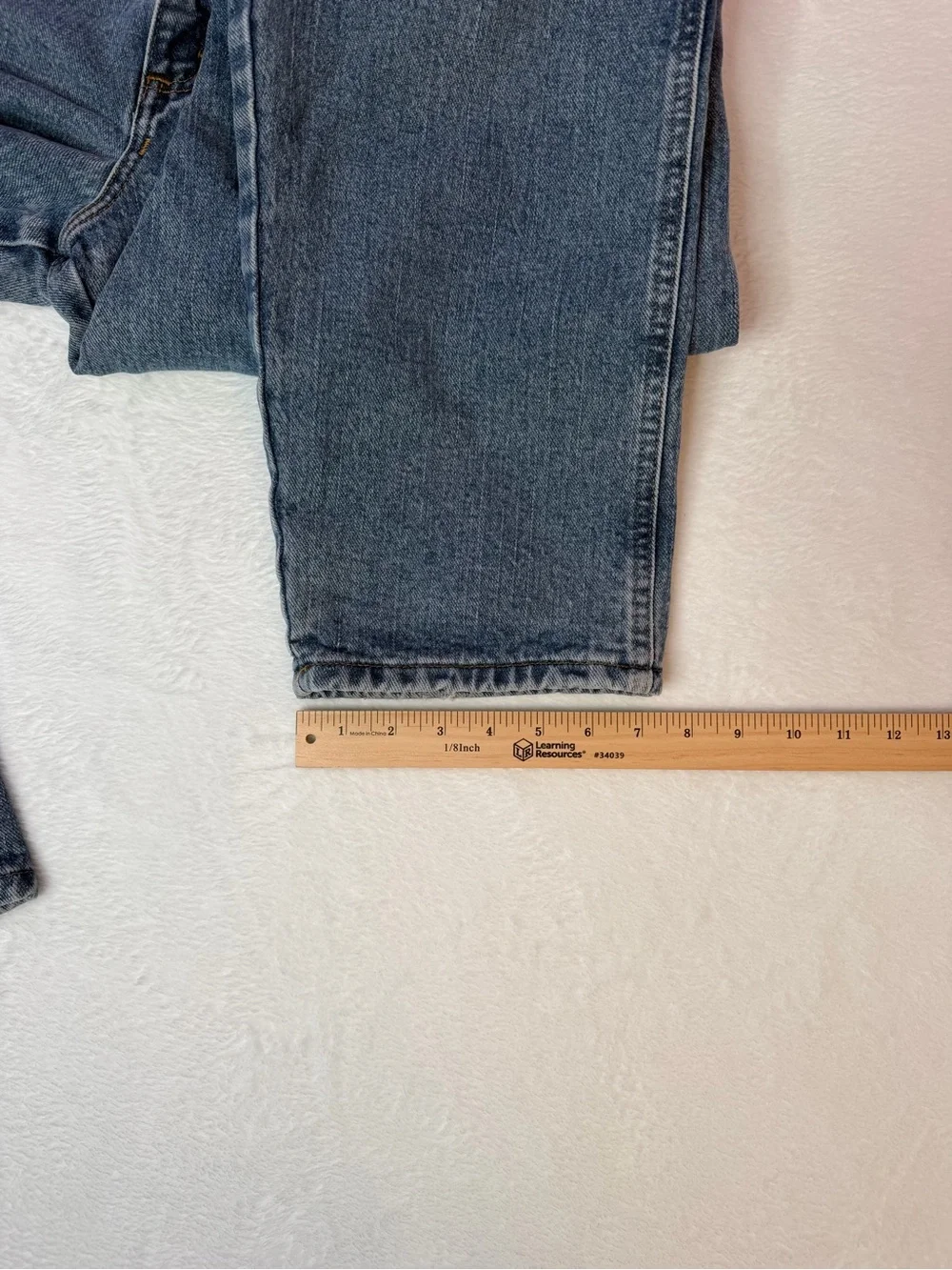 Wrangler Light Blue Denim Jeans with‎ Navy Plaid Cuff